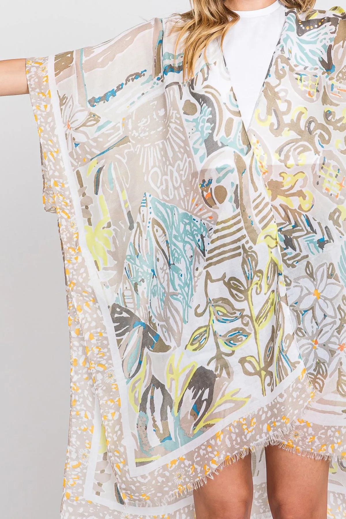 WATERCOLOR GEOMETRIC PRINT KIMONO