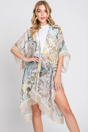 WATERCOLOR GEOMETRIC PRINT KIMONO
