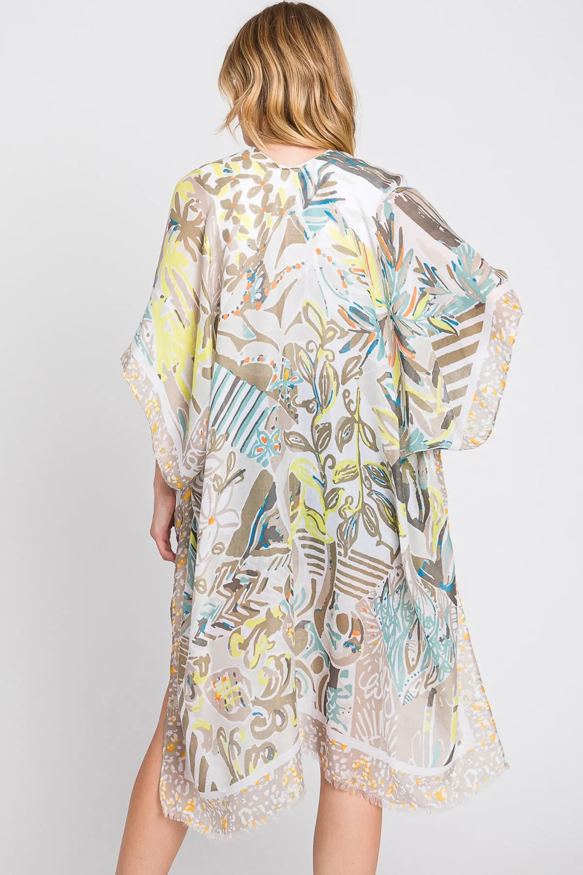 WATERCOLOR GEOMETRIC PRINT KIMONO