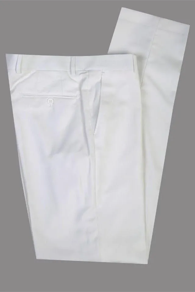 White Peaked Lapel Slim Fit Fashion Wedding Groom Suit