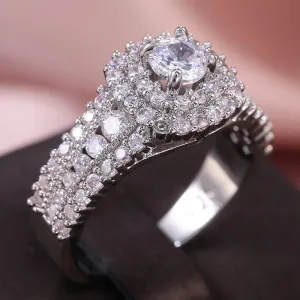 White Sapphire Gemstone Ring 925 Silver Women's Wedding Jewelry