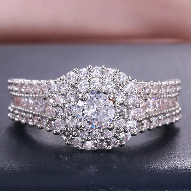 White Sapphire Gemstone Ring 925 Silver Women's Wedding Jewelry