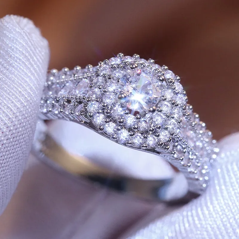 White Sapphire Gemstone Ring 925 Silver Women's Wedding Jewelry