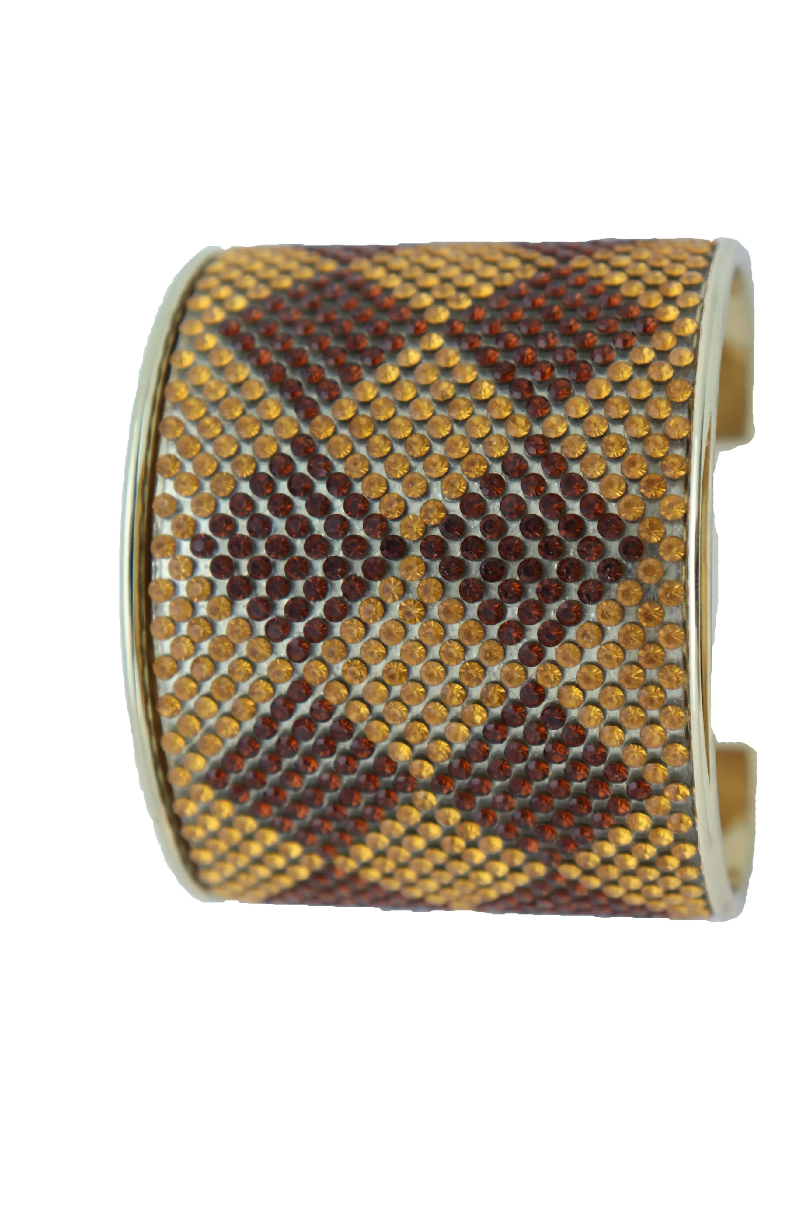 Wide Cuff Bracelet Fashion Gold Metal Brown Square Shape Geometric Urban