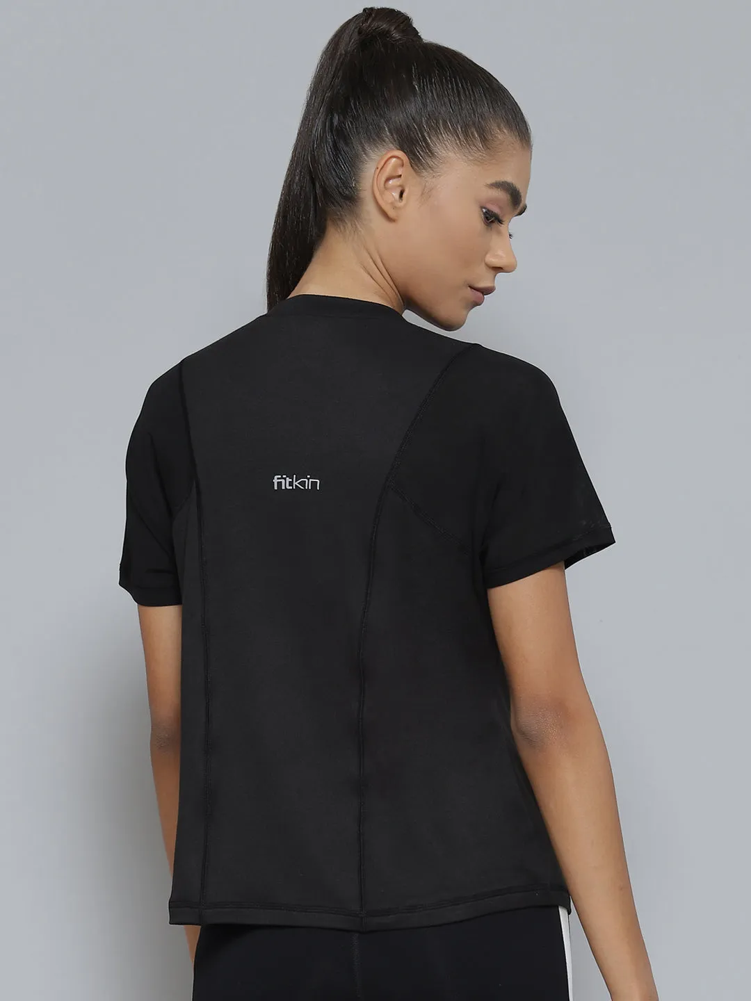 Women Black Anti Odour Sports T-shirt