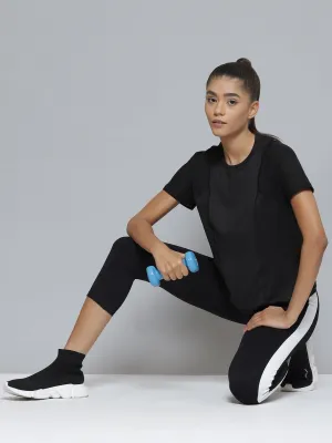 Women Black Anti Odour Sports T-shirt