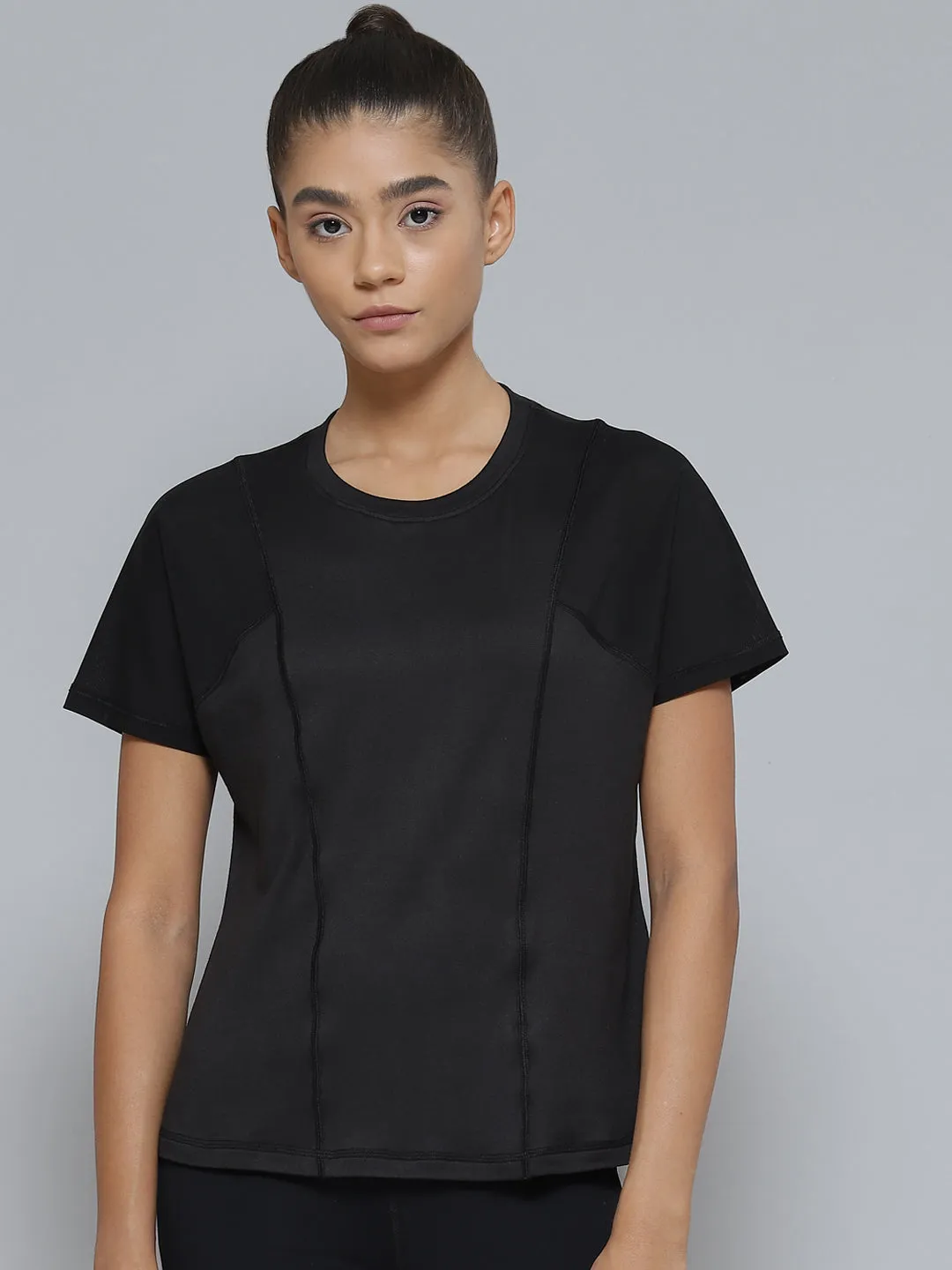 Women Black Anti Odour Sports T-shirt