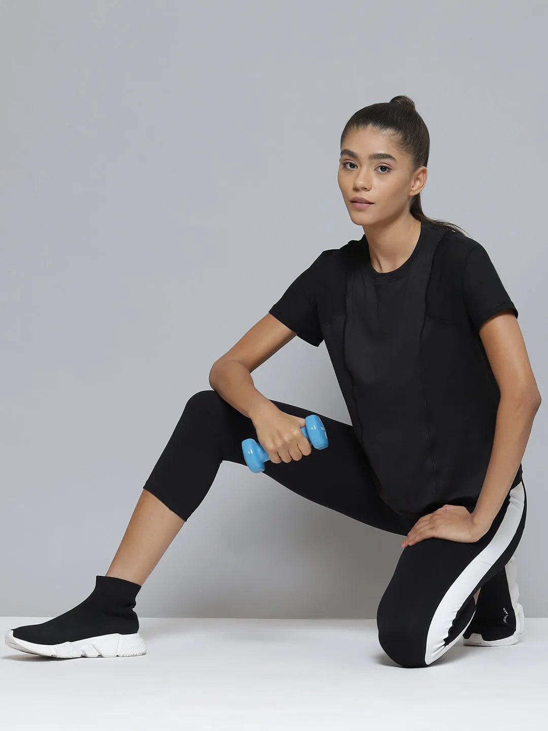 Women Black Anti Odour Sports T-shirt