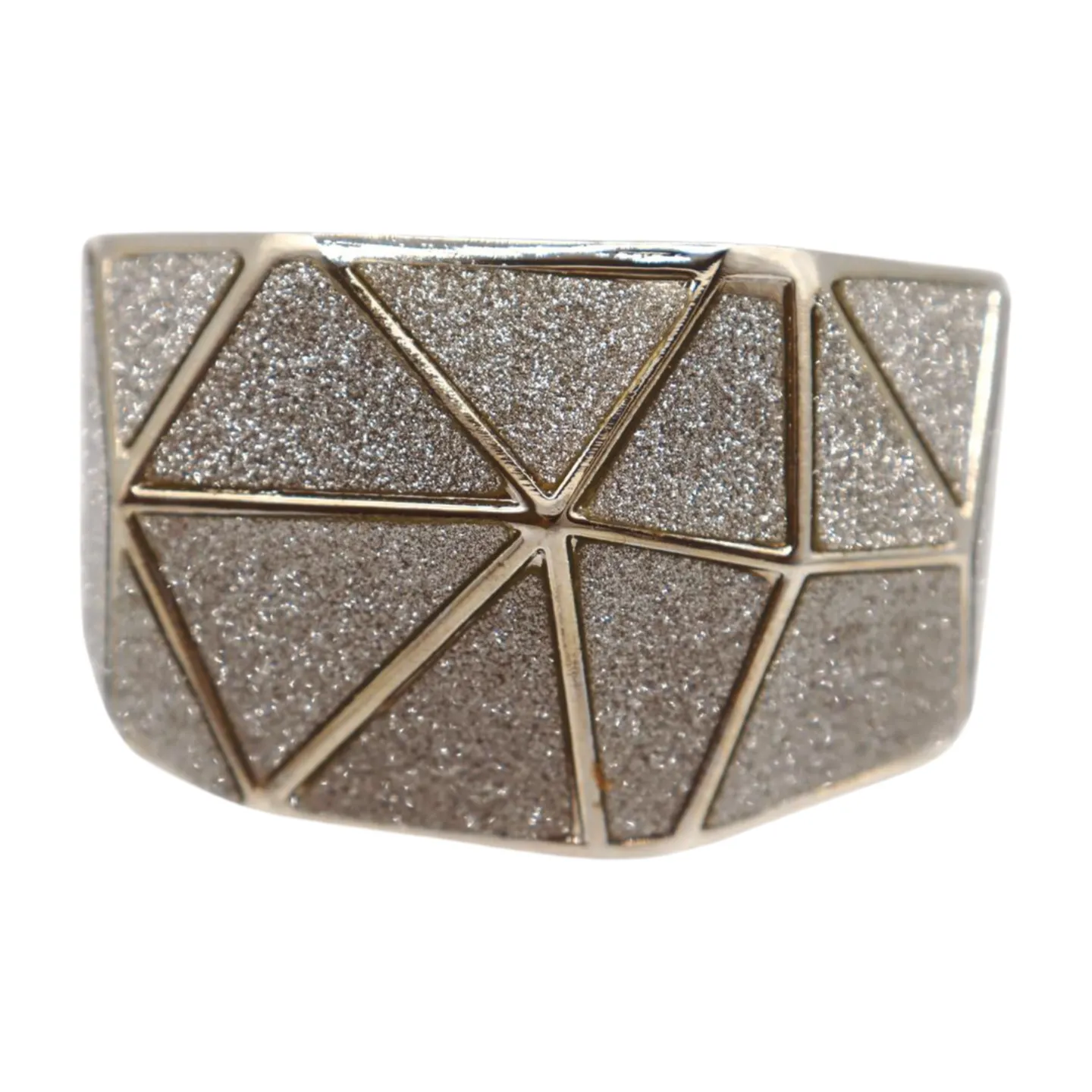 Women Silver Color Metal Wide Bracelet Sparkling Glitter Geometric