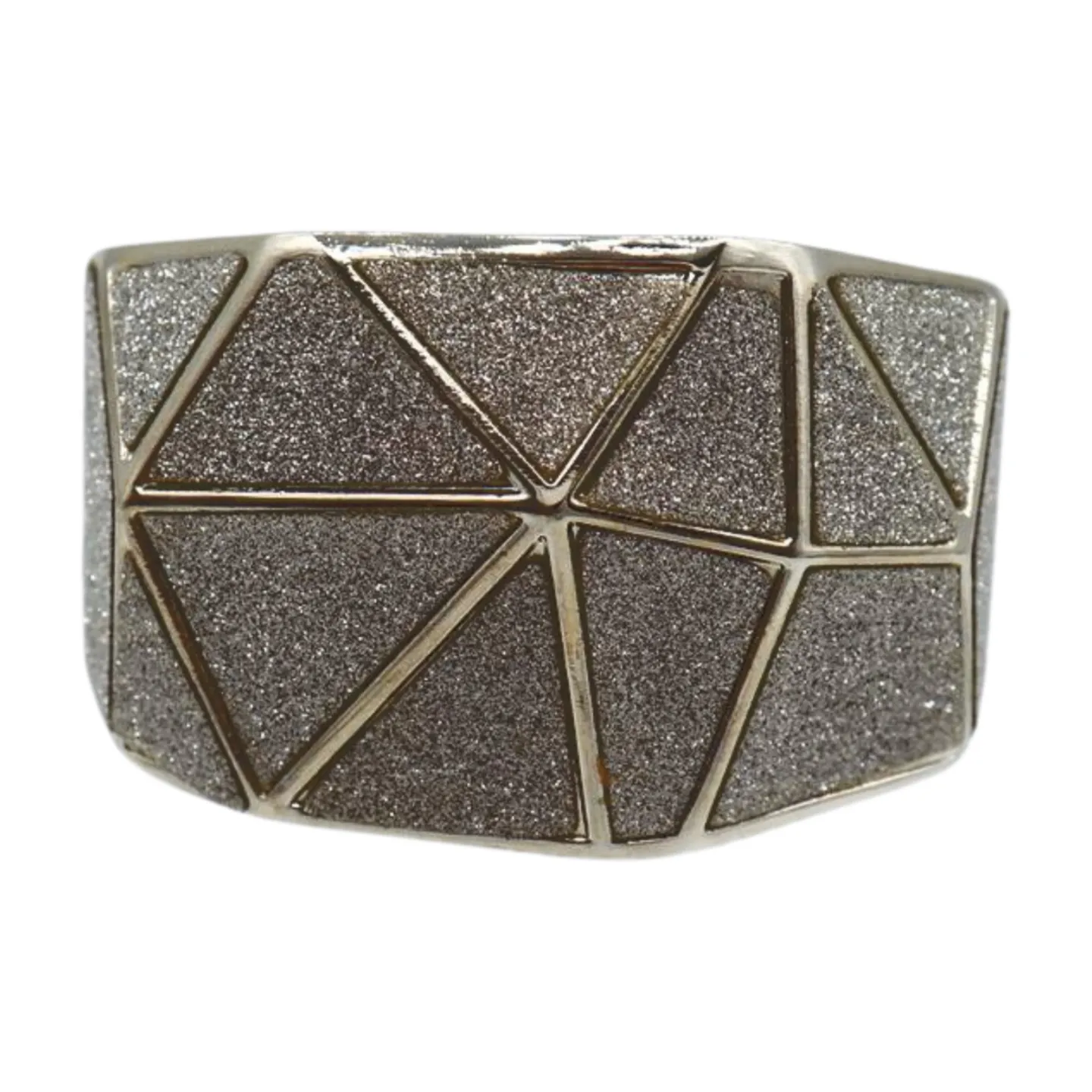 Women Silver Color Metal Wide Bracelet Sparkling Glitter Geometric