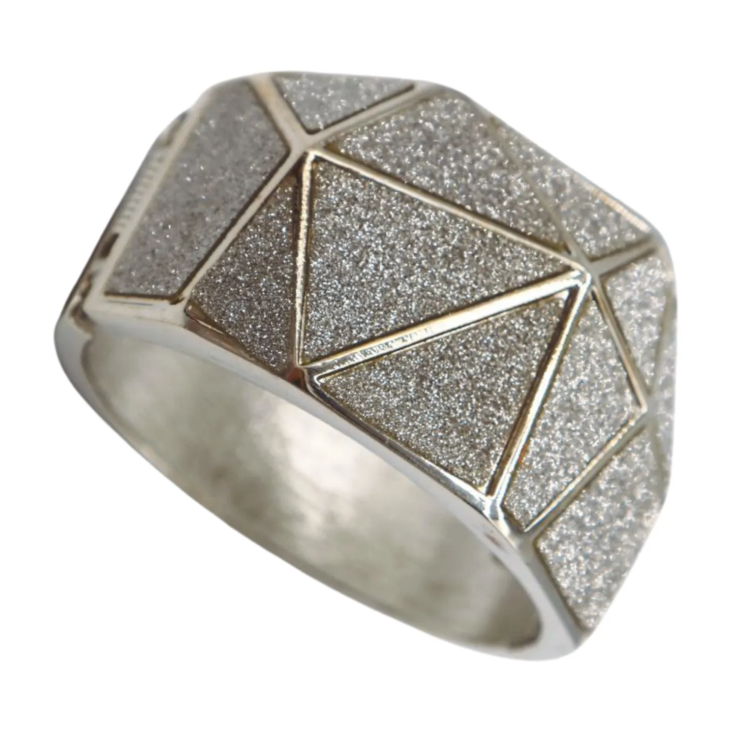 Women Silver Color Metal Wide Bracelet Sparkling Glitter Geometric