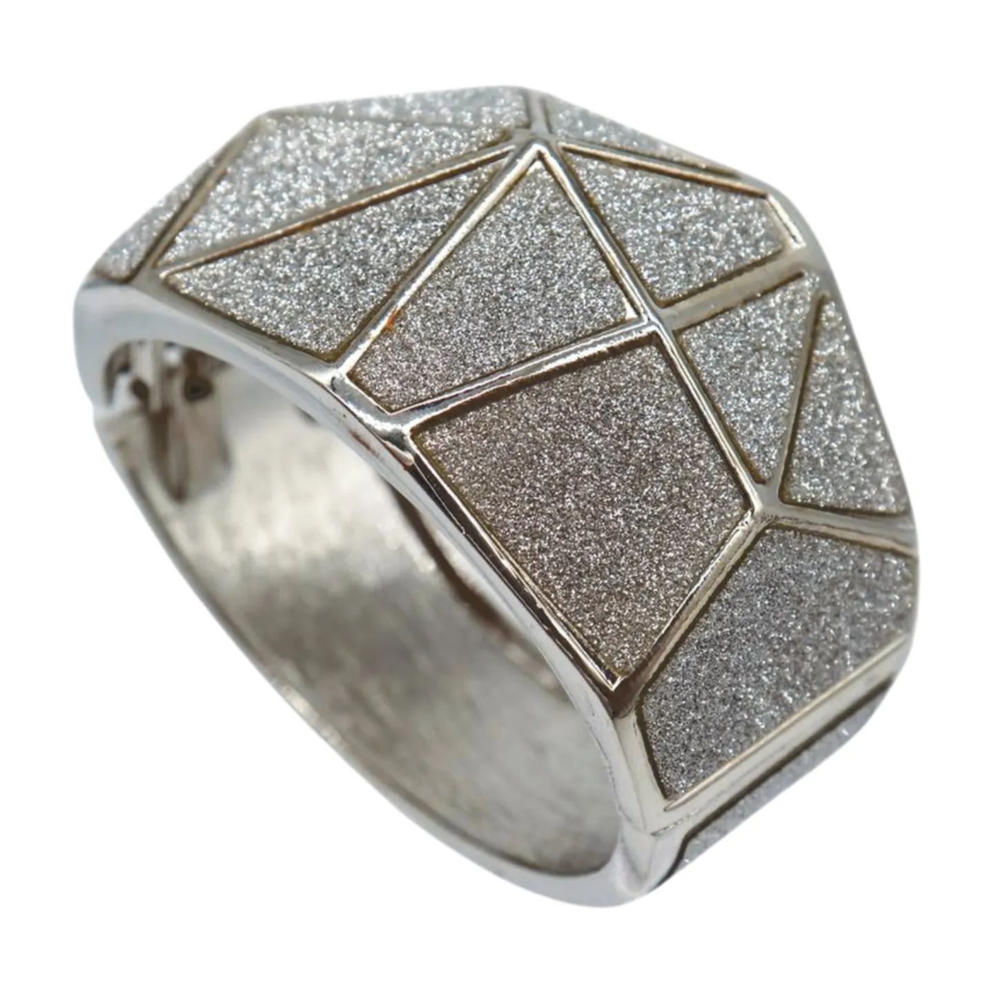 Women Silver Color Metal Wide Bracelet Sparkling Glitter Geometric