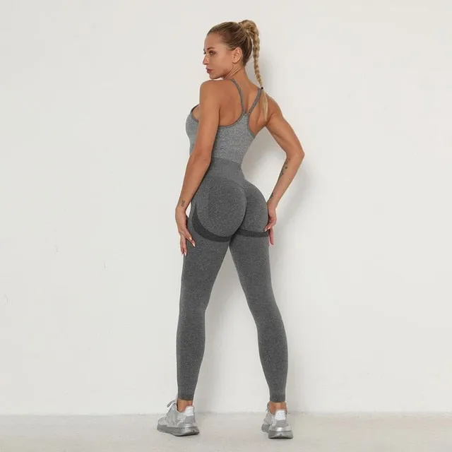 Women Sport Set For Gym Long Sleeve Top High Waist Yoga set