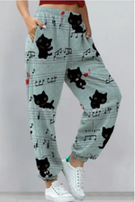 Women's Harem Pants Print Yoga Sports Trousers With Pockets
