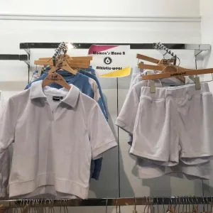 Women's Mono B | Shirt and Shorts Terry Cloth Set | Light Periwinkle