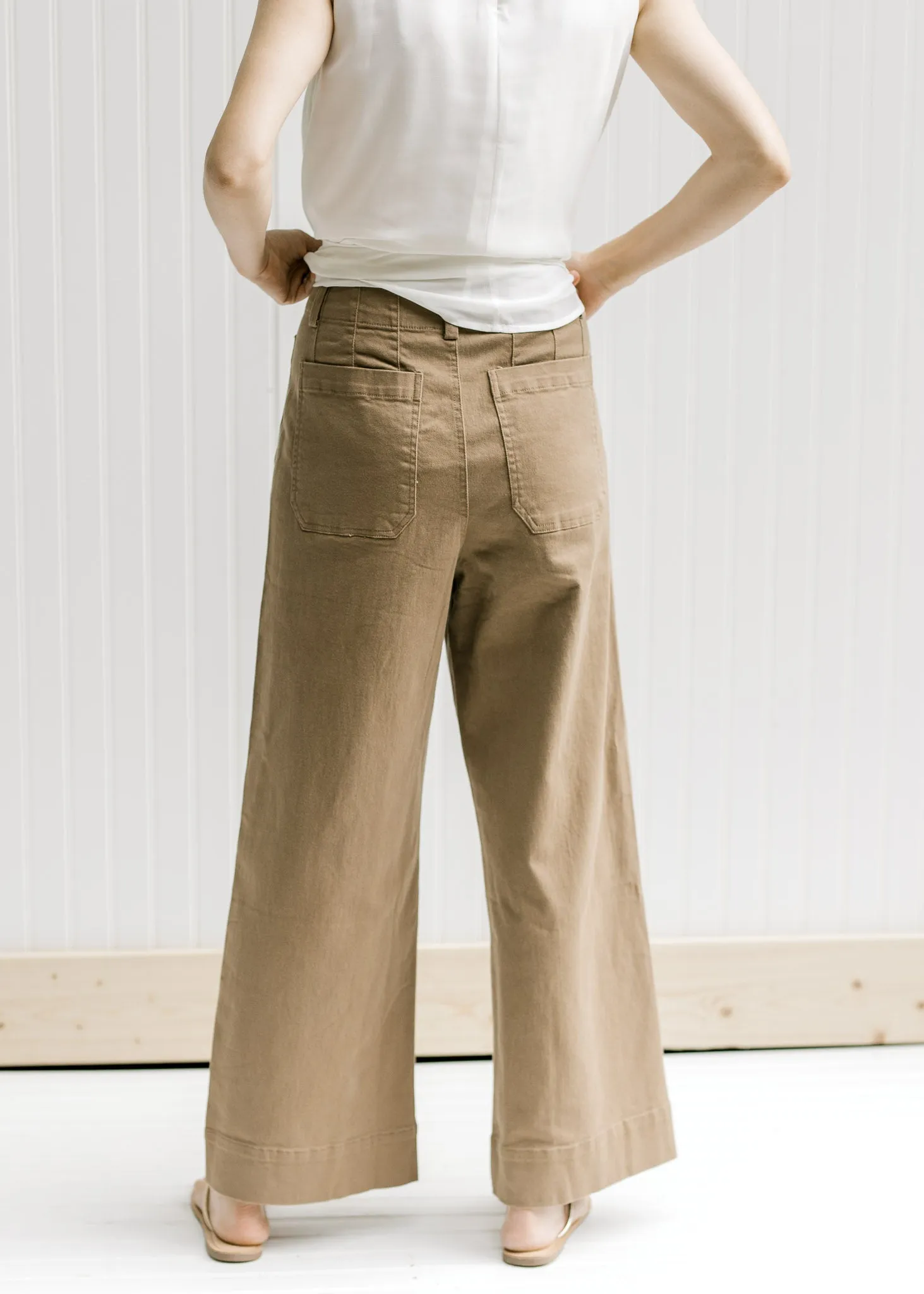 X Jessa Wide Leg Pants in Taupe