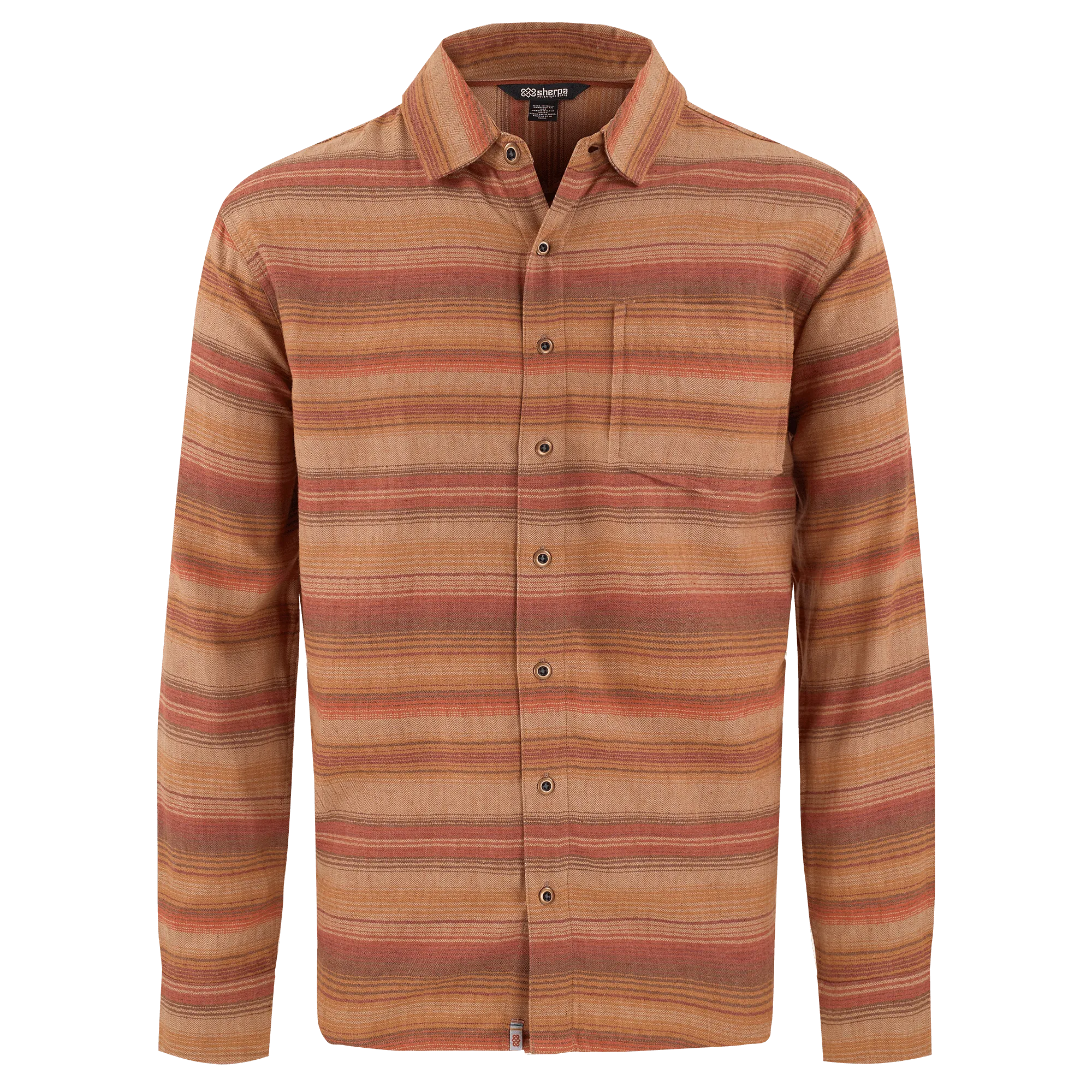Yadav Eco Long Sleeve Shirt - Clay Red Tigra Stripe