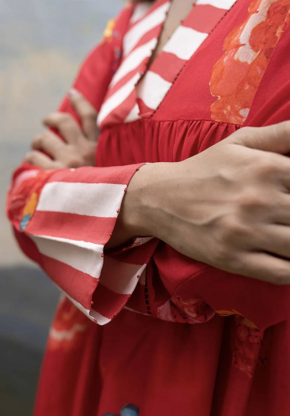 Yam   I   Cetona Gul Set KURTA SET  CHANDERI SILK RED An Indian Summer YAMKU05