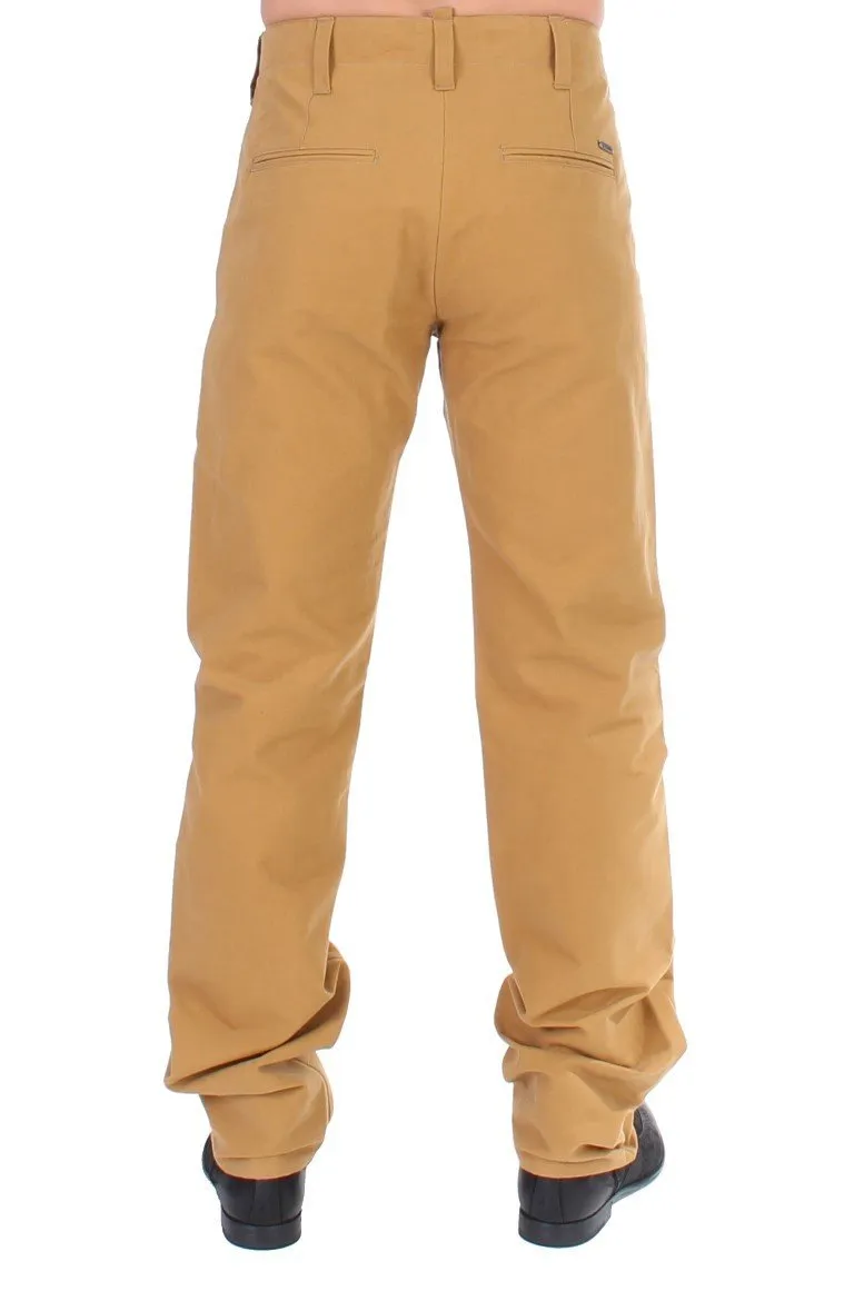 Yellow Cotton Straight Fit Chinos
