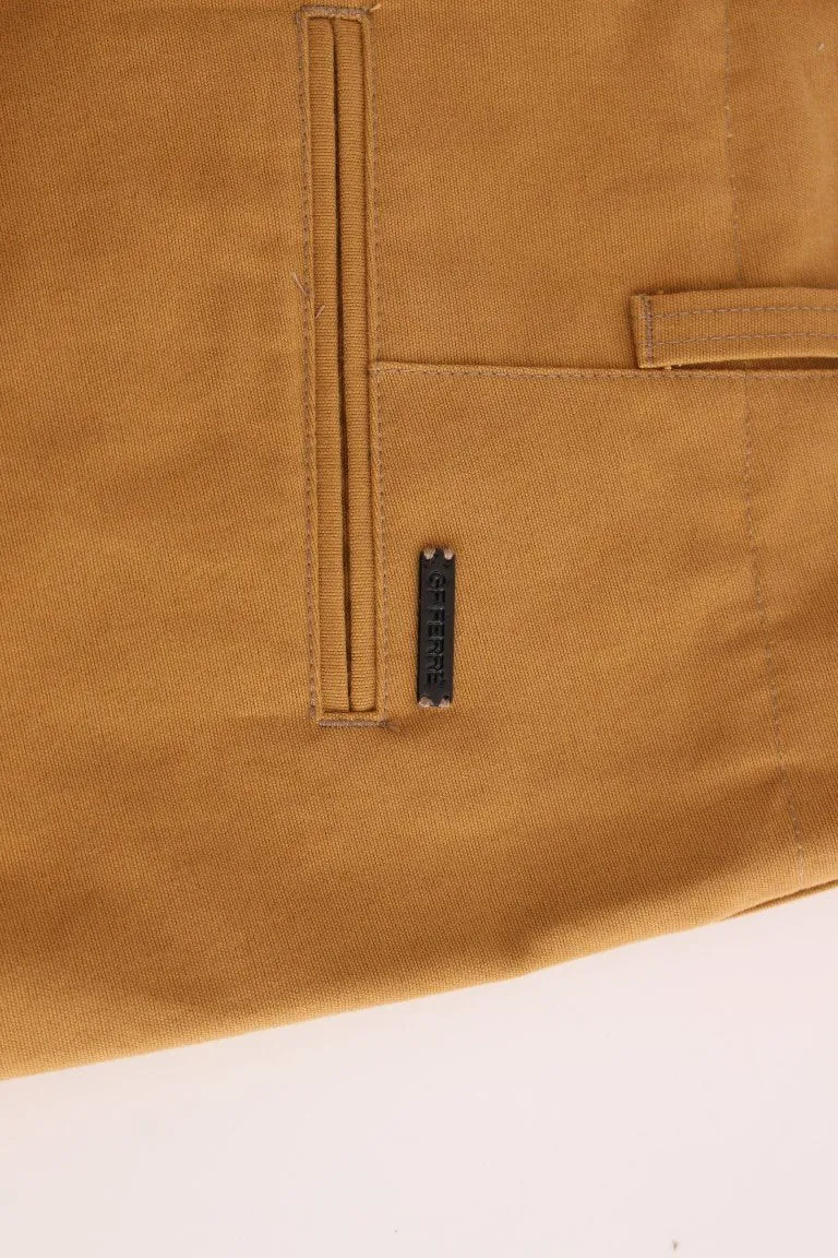 Yellow Cotton Straight Fit Chinos