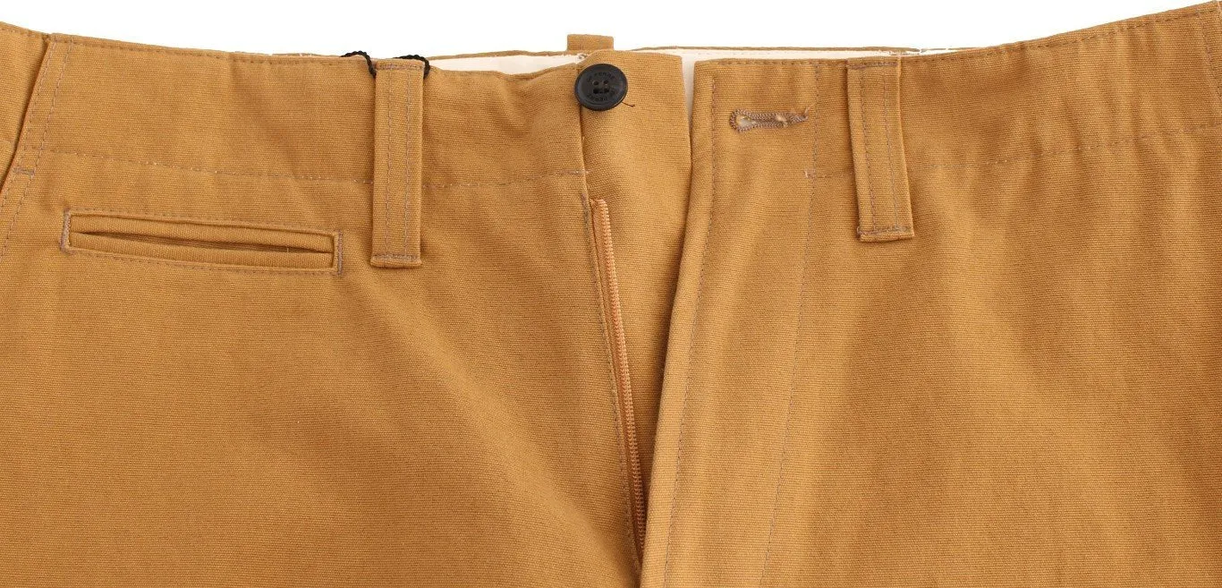 Yellow Cotton Straight Fit Chinos